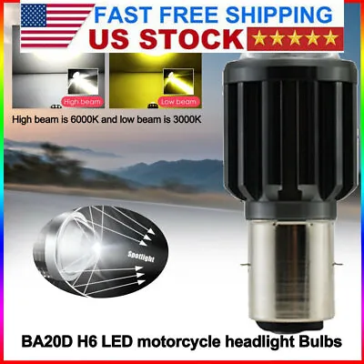 BA20D H6 LED Headlight White+Yellow Bulb Hi/Lo Light Motorcycle Moped ATV UTV US • $5.99