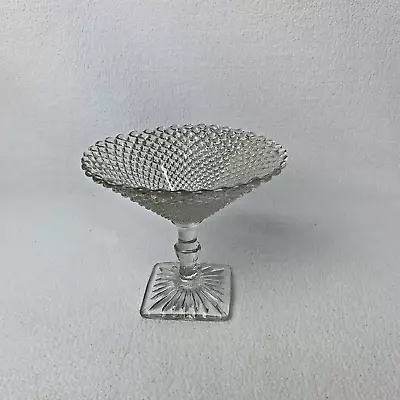 Vintage Anchor Hocking Miss America Clear Footed Compote Diamond Pattern 1930s • $16