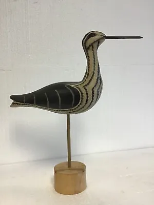 $79 • Buy LARGE VINTAGE CARVED WOOD HAND PAINTED SHORE BIRD SCULPTURE 15” TALL W/STAND