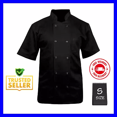 Black Chef Jacket Unisex Short Sleeve Wetherspoon Kitchen Uniform - Size S • £8