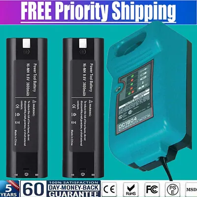 2Pack For MAKITA 9.6VOLT Battery / Charger 9000 9001 632007-4 191681-2 9033 9102 • $17.99