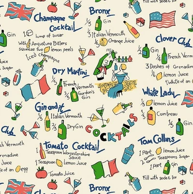 $11.60 • Buy DRY MARTINI ~ Michael Miller Kitschy Cocktails ~ Cream Bkgnd ~ RETRO Mid Mod BTY