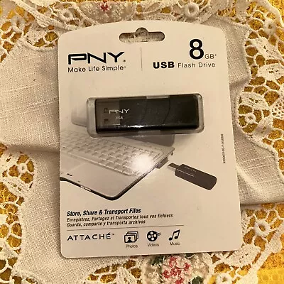 New Flash Drive PNY 8GB USB Classic Attache Black  Sealed Photos Videos Music • $5.99