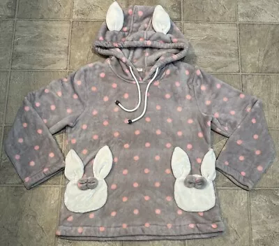 Women’s Easter Bunny Hoodie Sweatshirt Grey Pink Bunny Ears • $29.99