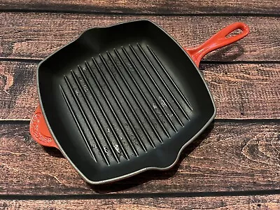 Le Creuset Griddle Skillet Frying Pan Cast Iron Red 26 • £50