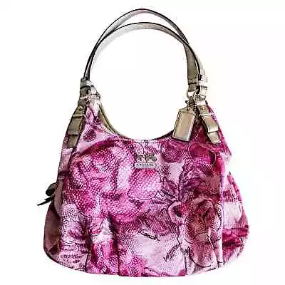 Coach #19642 Maggie Madison Pink Floral Shoulder Bag Hobo Limited Edition Read • $89.10