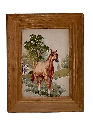 Vintage Horse 3D Puffy Material Print Wood Frame Equine Meadow Field Pasture • $19