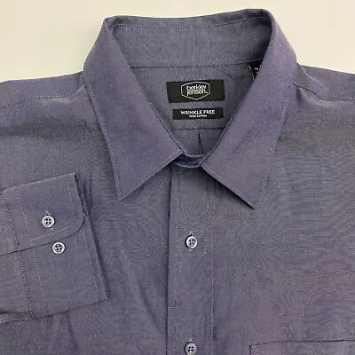$15.16 • Buy Berkley Jensen Button Up Shirt Mens Large Wrinkle Free Dark Blue Long Sleeve
