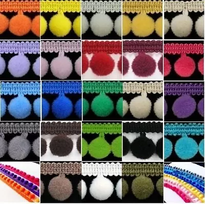 £1.40 • Buy 1M POM POM BOBBLE TRIM FRINGE - MEDIUM SIZE 10mm 20 Colours BEST QUALITY!!   #B