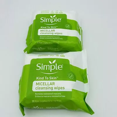 Simple Micellar Make-Up Remover Wipes 25 Ct/each （2 PACKS Total 50 Ct) • $13.92