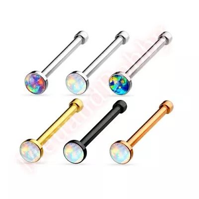 20G Synthetic Opal Nose Stud Bar Ring Body Piercing Jewellery • $3.99