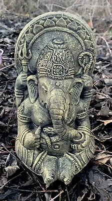 Stone Garden Gold Ganesh Elephant God Cute Buddha Statue Ornament • £20.95