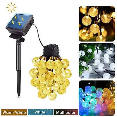 SOLAR POWERED String Lights LED Retro Bulb Garden Fairy Ball Hangin Outdoor Lamp • £8.89