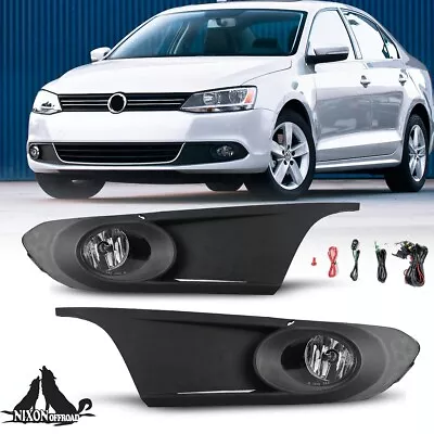 For 11-14 Volkswagen VW Jetta Bumper Driving Fog Lights Lamps +Wiring Switch Kit • $49.99