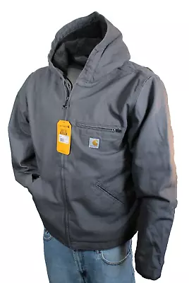 New CARHARTT Size Large Duck Canvas Sherpa Lined Hooded Men's Jacket MSRP $129 • $99.99