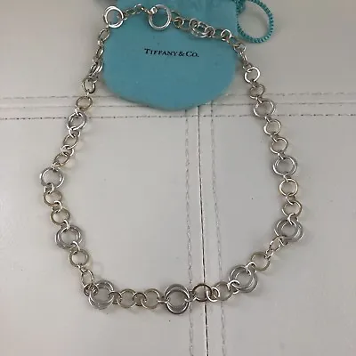£1567.68 • Buy RARE Tiffany & Co.18K Yellow Gold Silver 925 Interlocking Circles 18  Necklace