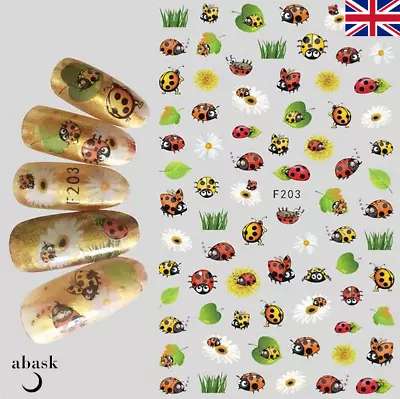 Nail Art Stickers Ladybird Spring Flowers Ladybird Daisy Self Adhesive Nail Art • £2.79