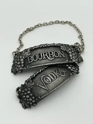 Vintage Bar Ware Bottle Tags Vodka & Bourbon Set • $58