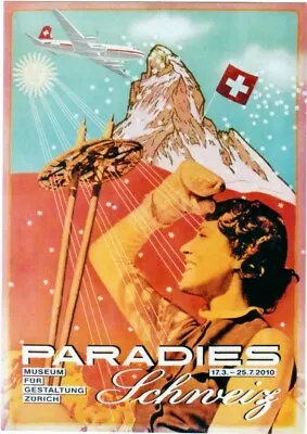 Original Vintage Poster PARADISE SWITZERLAND SKI MATTERHORN  • $90