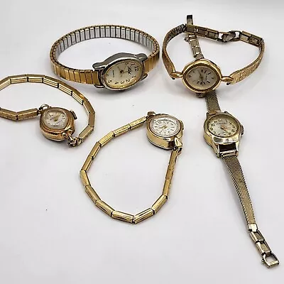 Vintage Ladies Watch Lot Of 5 Gold Tone Westclox Timex LTD  • $14.99