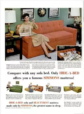 1954 Simmon PRINT AD Beautyrest Mattress Sofa Hide-A-Bed • $14.99