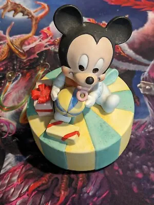 1984 Disney Babies Happy Birthday Baby Mickey New Arrival Music Box Korea Works • $49.99