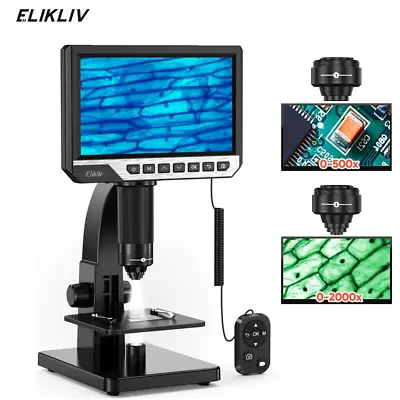 Elikliv 7'' LCD Digital Microscop 2000X Biological Microscope & Remote Control • $118.80
