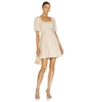 $160 • Buy Staud Laelia Flared Mini Dress In Biscotti Beige Neutral Size 4