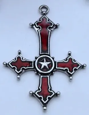 Gothic Silver And Red Inverted Cross Pendants 2pk • £2.99