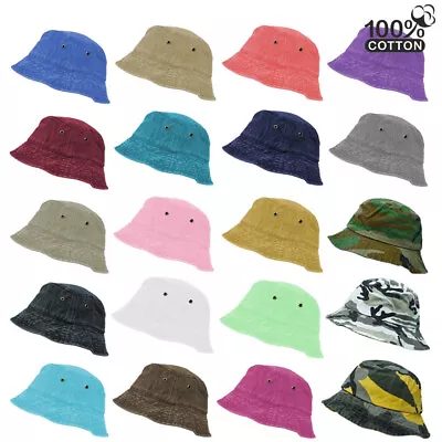 Summer Bucket Hat 100% Cotton Vintage Washed Boonie Fishing Beach Outdoor Cap • $11.99