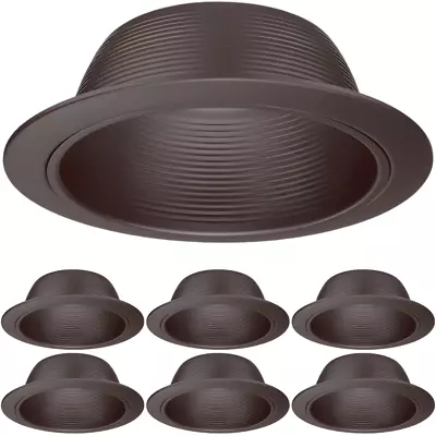 6-inch Recessed Can Light Trim With Oil Rubbed Bronze Step Baffle Pack Of 6 • $38.99