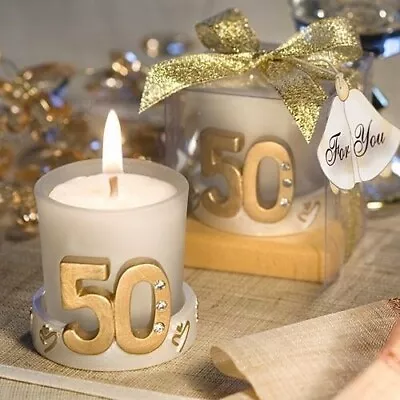 70 Golden 50 Themed Anniversary Votive Candle Holder 50th Party Favors • £196.75