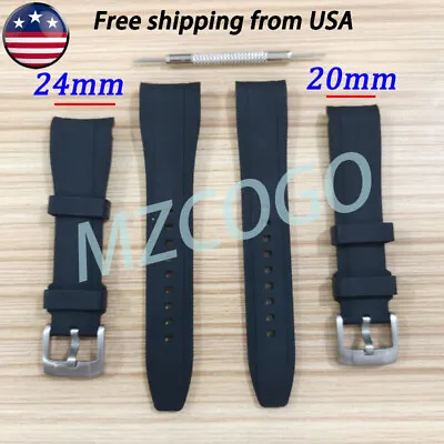 20mm / 24mm Rubber Bandini Curved End Watch Strap Band For Seiko Rolex Omega • $15