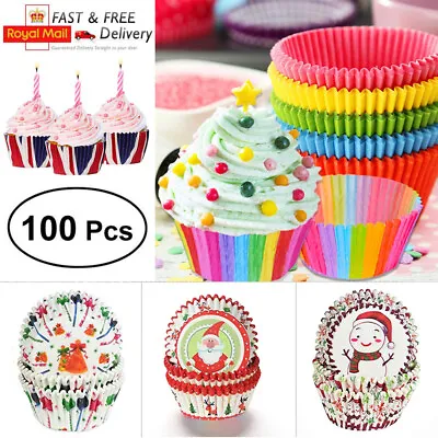 £5.79 • Buy 100PC Christmas Muffins Paper Cupcake Wrappers Baking Cups Cases Muffin Boxes
