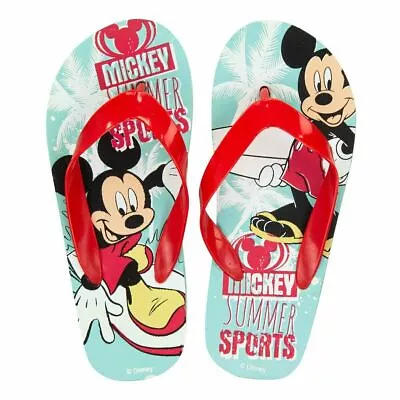 Kids Boys Licenced Mickey Mouse White Summer Flip Flops Outdoor Beach Footwear • £4.95