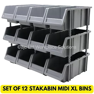 Set Of 12 Stakabin Freestanding Plastic Parts Storage Containers Bins Box Boxes • £51.96