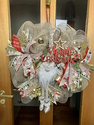 Luxury Handmade Christmas Wreath Deco Mesh Christmas Wreath Door Wreath Large • £35