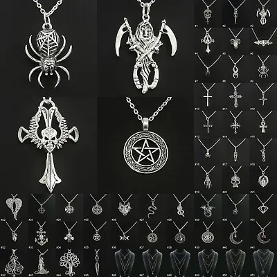Gothic Silver Tone Pendant Necklace Chain Mens Womens Boys Girls Jewellery UK • £4.99