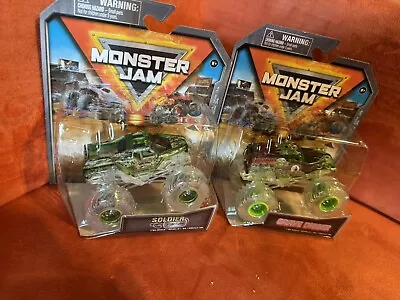 Monster Jam Ghost Crew Soldier Fortune & Grave Digger Chase Trucks 1:64 Rare! • $26.99