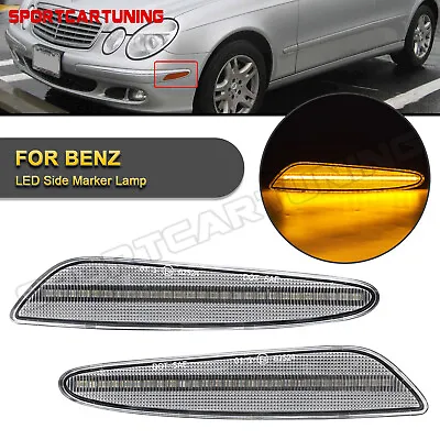 2x Amber LED Bumper Side Marker Lights For 2003-2006 Mercedes Benz E-Class W211 • $35.63