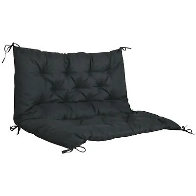 Outsunny 2 Seater Garden Bench Cushion Outdoor Seat Pad With Ties Black • £28.99