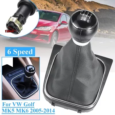 6 Speed PU Leather Gear Shift Knob Boot Black For VW Jetta GLI MK5 MK6 2005-2014 • $14.99