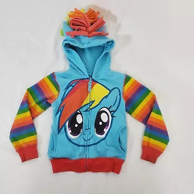 Rainbow Dash 3D Hooded Jacket With Rainbow Mane Amd Tail Kids Size 4 • $8.39