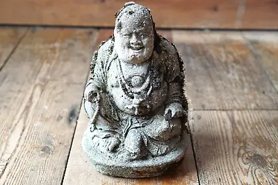 Vintage Stone Concrete Chinese Laughing Buddha Garden Ornament Reconstituted • £40