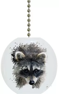 Raccoon Head Watercolor Animal Solid CERAMIC Ceiling Fan Light Lamp Pull • $6.17