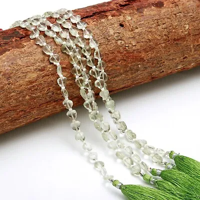 Natural Prasiolite Gemstone 8 Mm Faceted Arrow Drill Heart Shape Beads 8  Strand • $10.40