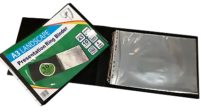 £10.99 • Buy Tiger A3 Deluxe Landscape 4-D Ring Binder Folder File Art Black Presentation Por