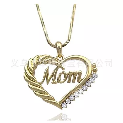 US Mom Heart Crystal Rhinestone Silver Chain Pendant Necklace Christmas Gifts • $5.99