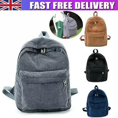 Women Small Bag Backpack Girl School Shoulder Bags Rucksack Corduroy Travel Pack • £13.74