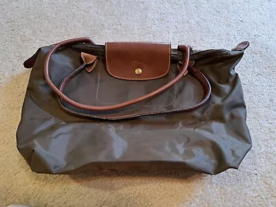 Longchamp Le Pliage Brown Large Long Brown Leather Handle Nylon Tote  • $65